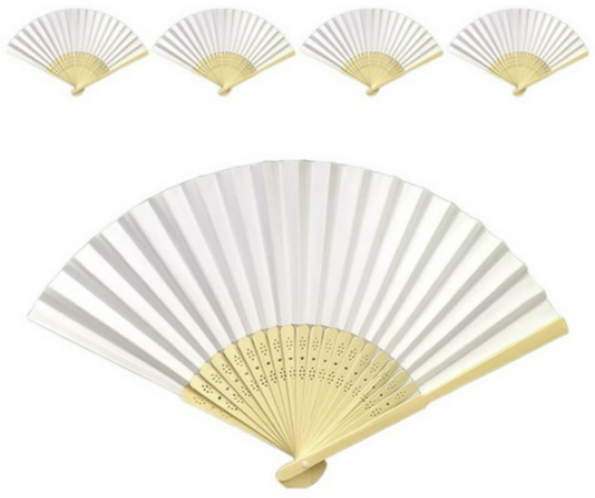 코히모 접이식 종이 부채 DIY 꾸미기 5W0420, 5개, 화이트