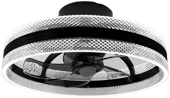 360도회전 크리스탈 천장 조명 선풍기 실링팬 공기순환 리모컨 안방 작은방 50cm, 블랙 (LED-005)