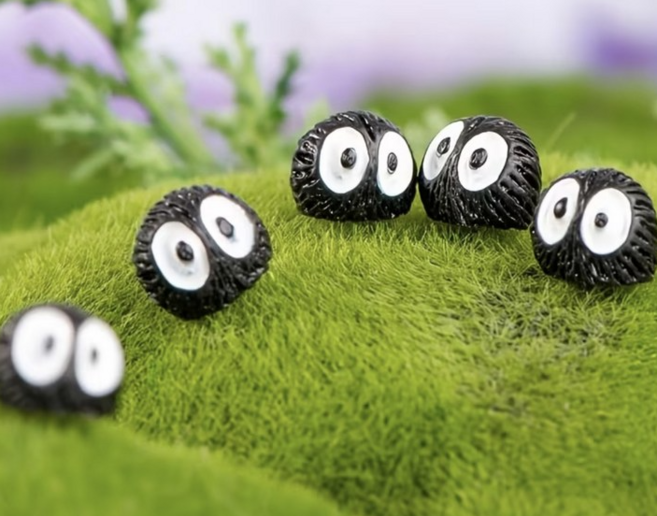 50p 귀여운 먼지 쿠로스케 미니어쳐 화분 다육이 꾸미기 플랜테리어 테라리움 꾸미기 돌맹이 피규어 미니어처, 50개, 미니 돌