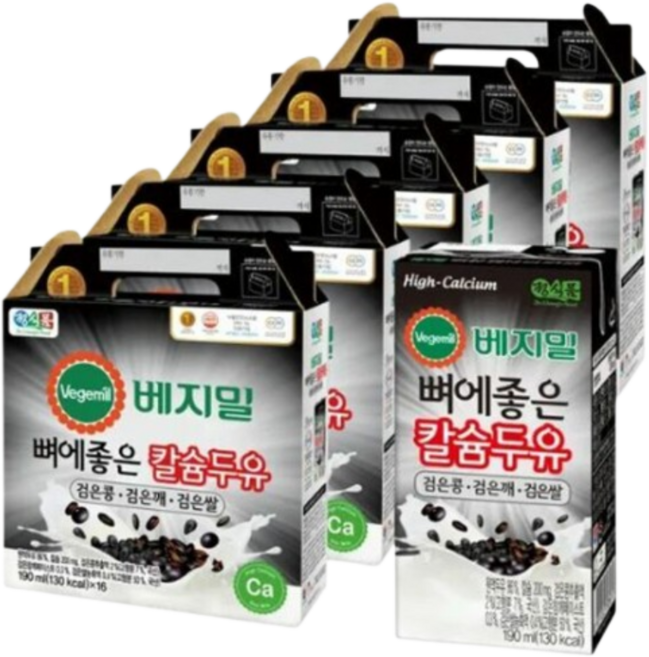 베지밀 뼈에좋은 칼슘두유 검은콩검은깨검은쌀 190ml 80팩