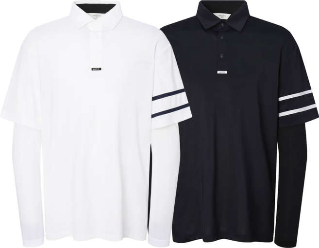 헤지스 골프 맨 남성 레이어드 냉감 하이브리드 티셔츠 여름 스포츠 캐주얼 피케 카라 긴팔티