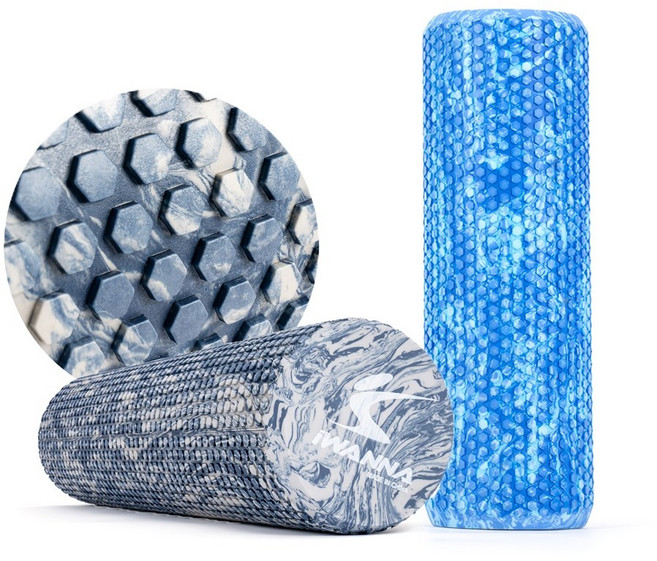 아이워너 EVA 마사지 돌기 필라테스 미니 폼롤러 45CM 요가 스트레칭 홈트 종아리 어깨, 미드나이트 블루