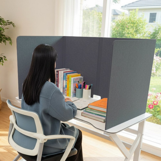 방음 흡음 초경량 독서 칸막이 집중력 향상 독서실 책상 비대면 파티션, 다크그레이(1000x600x600(h)