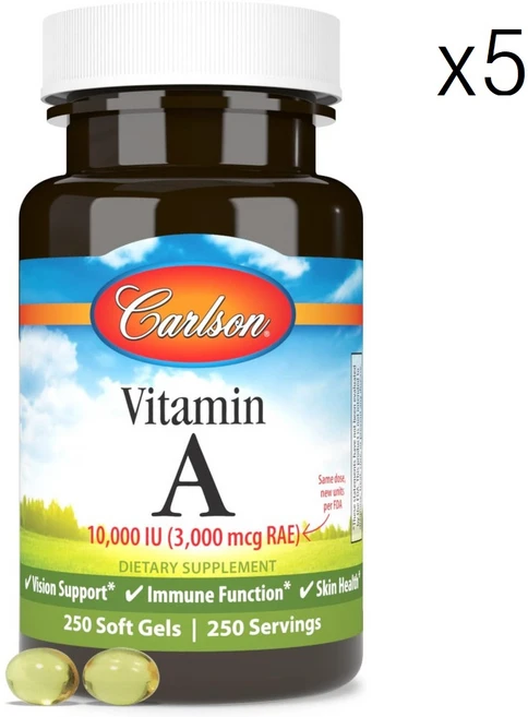 Carlson 칼슨 비타민 A 25000 IU 100정 x 5 소프르 젤 눈 영양제 - 쿠팡