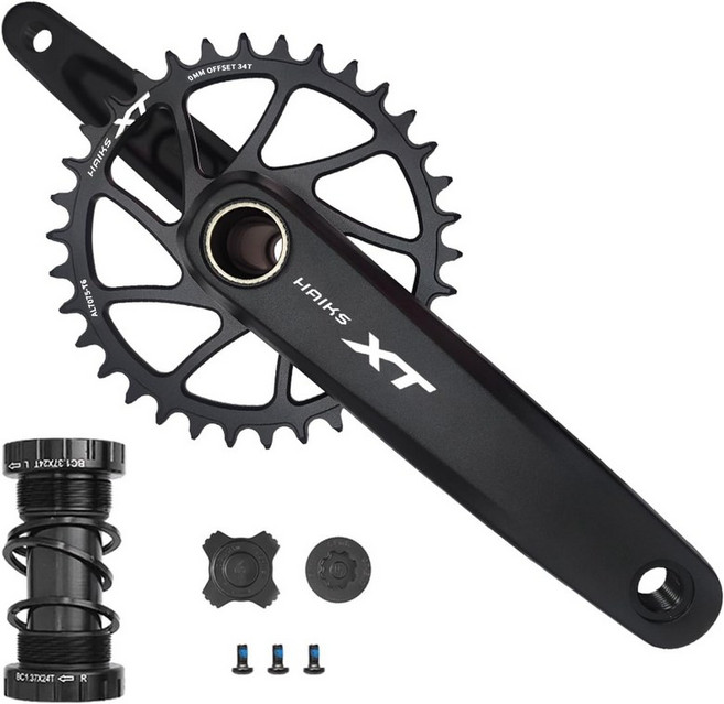 34-40T 체인링 및 하단 브래킷이 장착된 HAIKS 1x 산악 자전거 크랭크셋 170mm - 6061 합금 중공 일체형 MTB 협폭 톱니 호환 가능한, 1_Crank+center