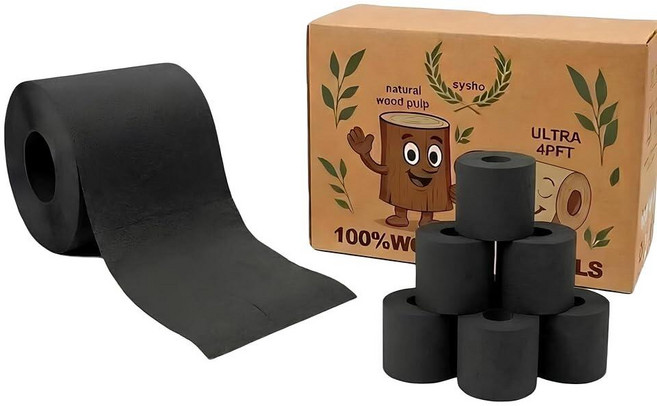 블랙 화장지. 4겹 플러시 안전 강한 화장지 롤 부드러운 화장지. 125장 .화장지 롤., 블랙 화장지. 4겹 플러시 안전 강한 화장지 롤 부드러