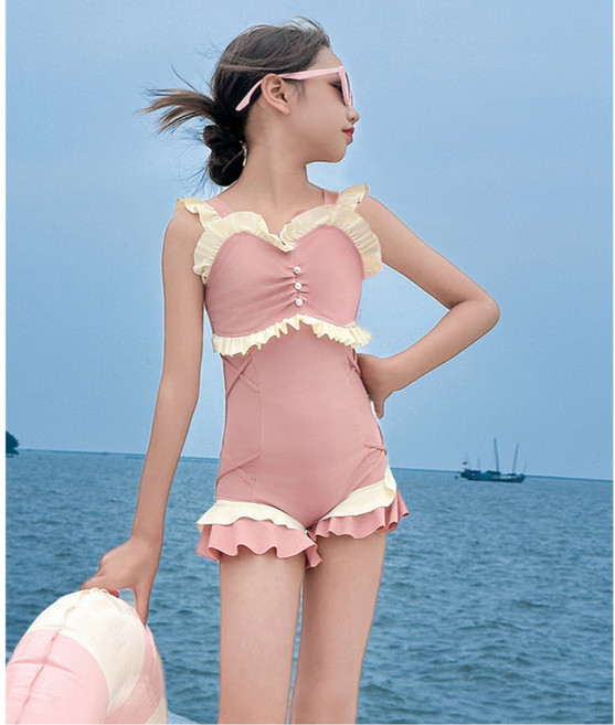 몽키카카 여아 주니어 초등학생 귀여운 프릴 수영복