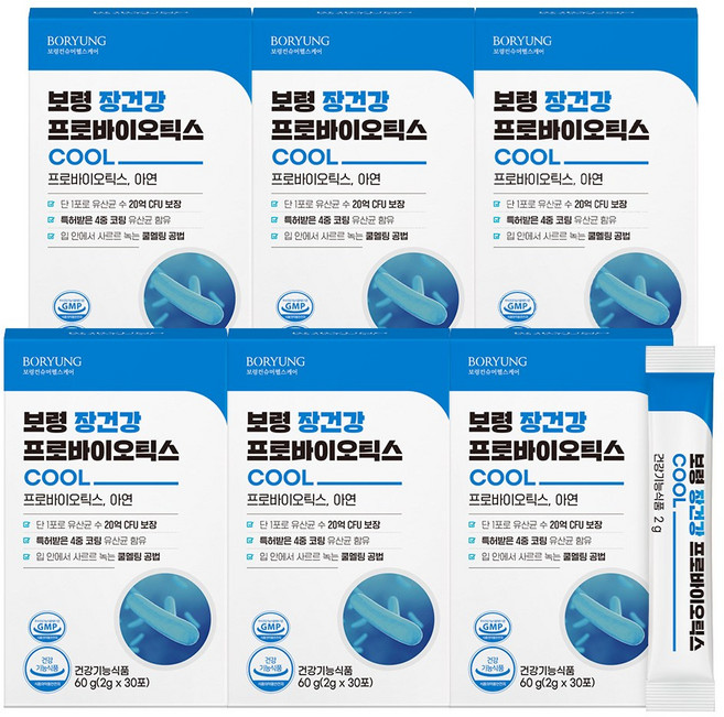 보령 장건강 프로바이오틱스 쿨 유산균, 6박스, 30회분