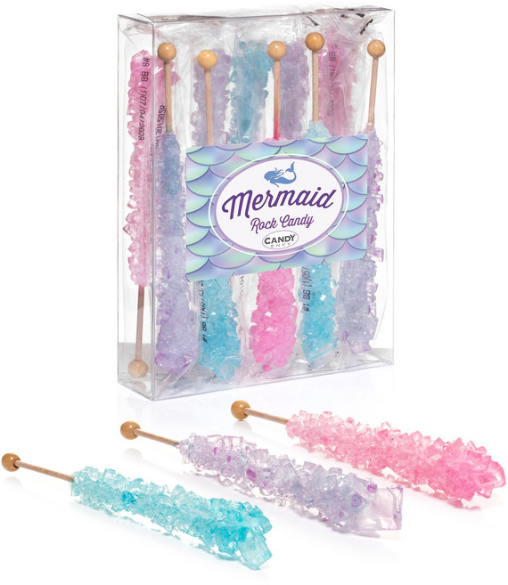 캔디 엔비 - 머메이드 락 캔디 슈가 스틱 - 10개 개별 Candy Envy - Mermaid Rock Candy Sugar Sticks - 10 Individually Wra, 10 Count (Pack of 1)