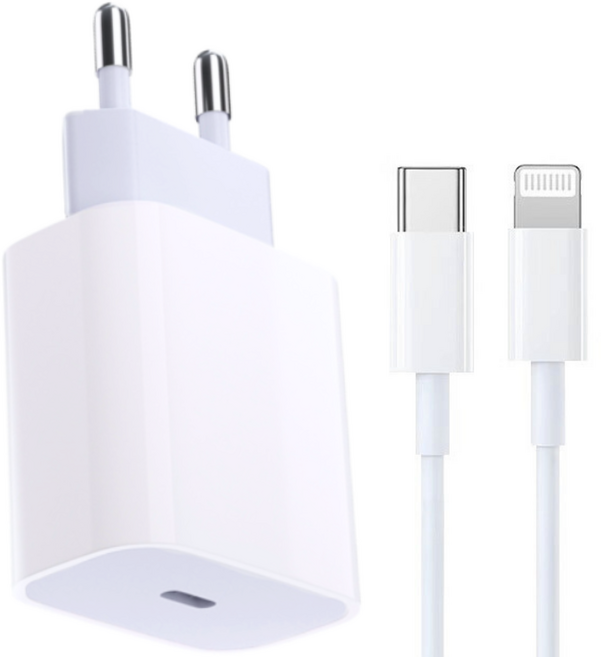 푸른빛 아이폰 애플 호환 고속 충전기 어댑터 + 8핀 케이블 2m, 1개, 화이트