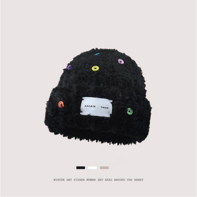 秋冬季毛絨帽 字母刺繡帽 加厚保暖帽 防寒護耳帽 顯臉小帽子