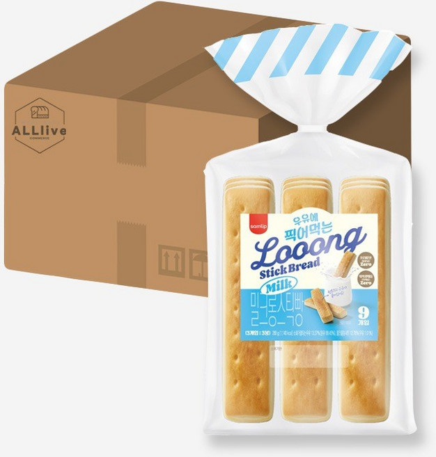 삼립 간식 빵 우유에 찍어먹는 밀크 롱스틱빵, 4개, 288g