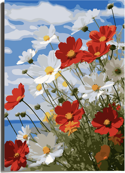 원그리드 DIY 명화그리기 세트 캔버스 유화 그림그리기, 코스모스 브리즈, 1개