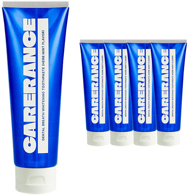 [미백/입냄새] 케어란스 덴탈 브레스 화이트닝 미백 치약 (허브민트향), 100g, 5개