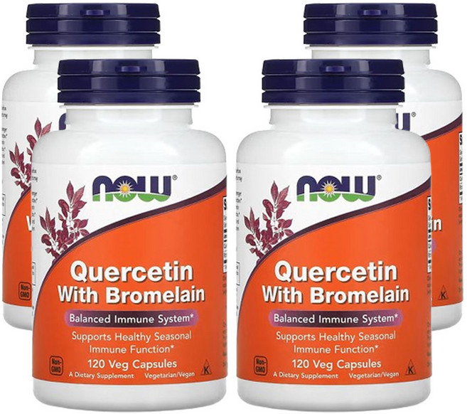 나우푸드 브로멜라인 함유 케르세틴 식물성 캡슐, 4개, 120정