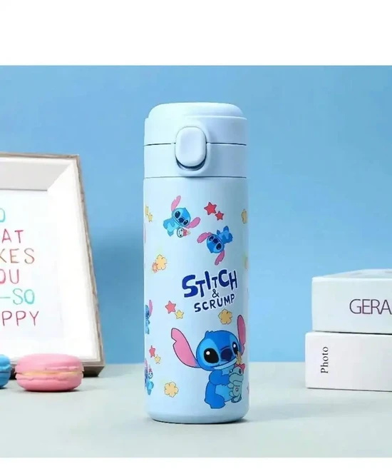 스티치 만화 스테인리스 스틸 물병 1개 이중벽 진공 단열 수분 보충 블래더 13.53oz 휴대용 플립 탑 음료, 01 501-600ml, 02 lan se