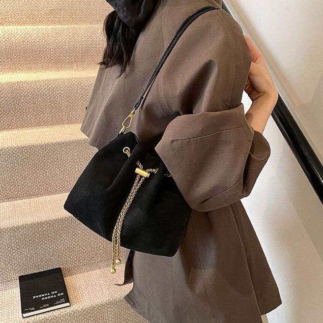 제이바바 여성용 스웨이드 복조리 버킷백