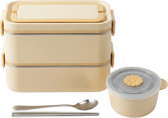 스텐도시락통 전자레인지 직장인 보온 도시락통 샐러드 런치박스 옐로우, 1개