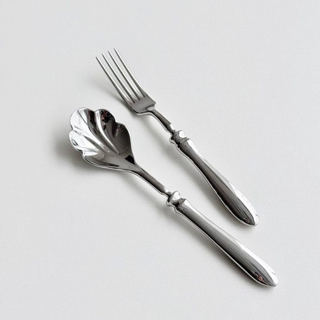 A의취향 쉘 디저트 커트러리 세트, 스푼 1개+포크 1개, 1세트