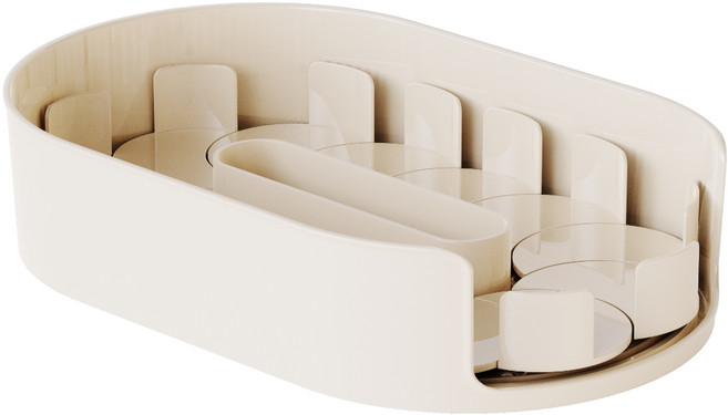 이중원형기어 부드러운 360도 회전 냉장고 정리 트레이 주방 양념통 정리대 분리세척가능 3가지색상, 크림, 1개