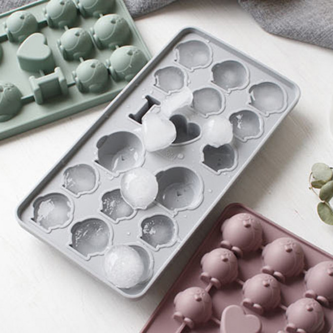 cocooning 국산 실리콘 왕아이스볼 언더락 하이볼 아이스크림 아이스몰드, 펭귄17구, 그레이, 1개