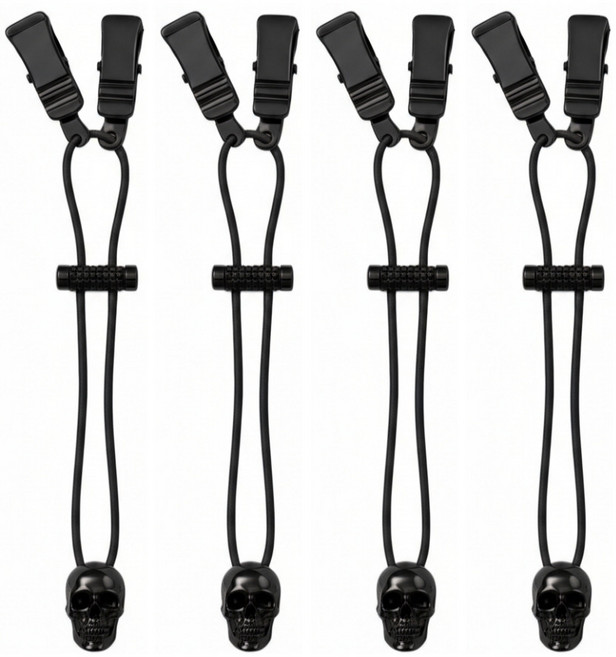 원더블 해골 투클립 바지 밑단 고정 집게, 블랙, 4개