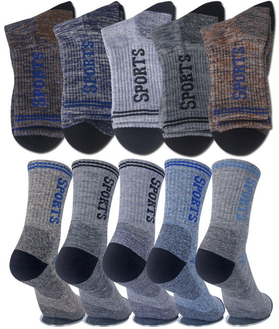 남성용 등산 작업용 도톰한 이중 파일 목긴 양말 장목_10족, 시즌색상