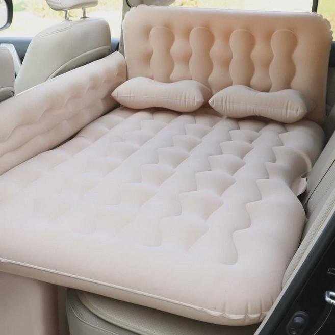 가남 차량용 에어매트 다용도 웨이브 일체형 차박 캠핑 에어매트 세트, 베이지색
