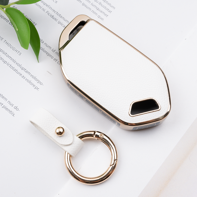 기아 EV9 쏘렌토 MQ4 카니발 KA4 KA5 모닝 GT 호환 가죽 TPU 키케이스 키홀더 키링, 7버튼(TL07), 화이트골드