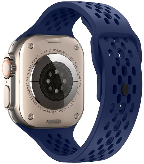 애플워치 호환 타공 통기 실리콘 스트랩 11 10 9 8 7 6 5 4 3 울트라2/3 se2/3, 미드나잇블루