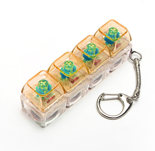 LED 키캡 키링 4구 투명 청축 키보드 딸깍이 피젯 스위치, 1개, 오렌지