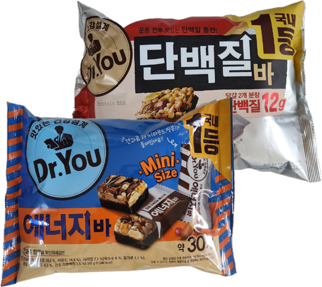 오리온 닥터유 에너지바 미니 310g+단백질바 미니 324g, 330g, 2개