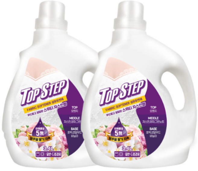 탑스텝 고농축 섬유유연제 스위트자스민 일반용 드럼용 겸용, 1세트, 3.4L