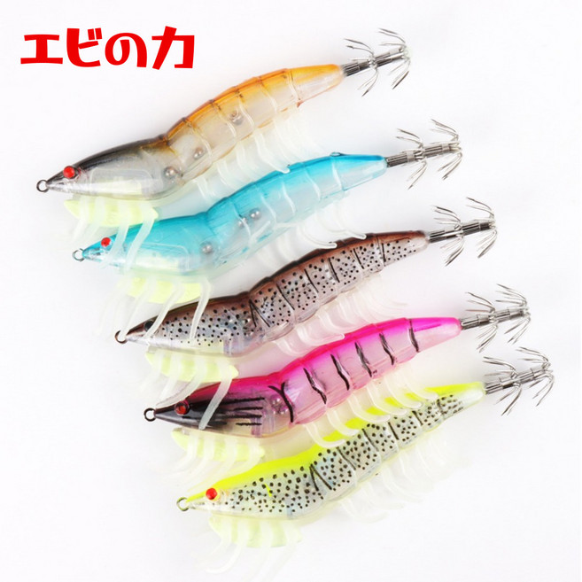 조타에비 치카라 야광UV 심해 갑오징어 한치 리얼 새우에기, 5개, 21g, C타입