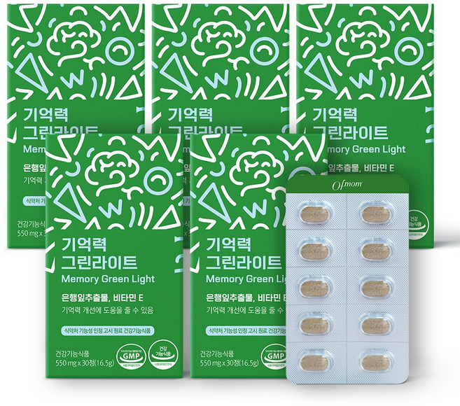 징코원 기억력 개선 영양제 식약처 인정 은행잎 비타민E 함유, 5개, 30회분