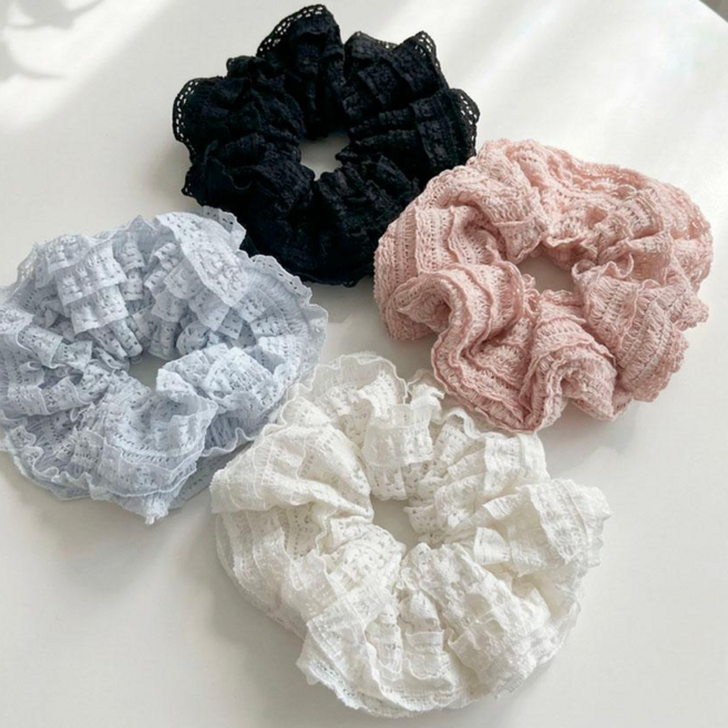 캉캉 펀칭 레이스 헤어슈슈 헤어스크런치 곱창끈 곱창밴드 머리끈