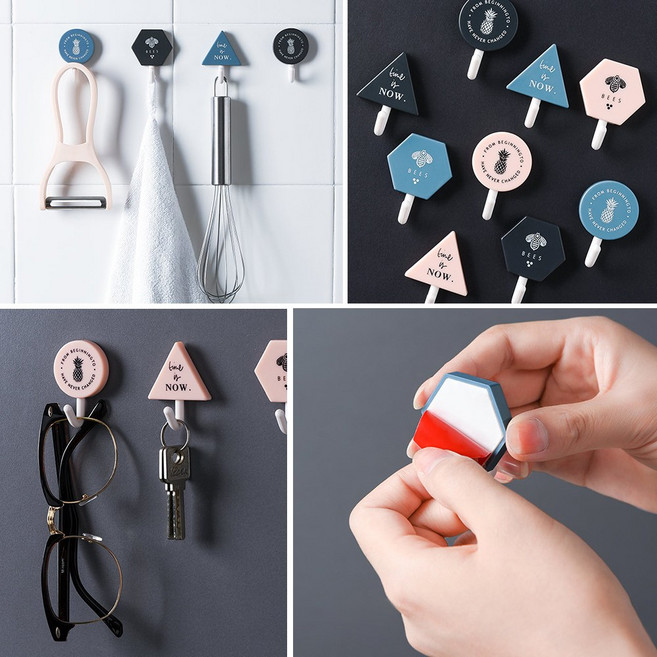 놀자리빙 무타공 내맘대로 부착식 다용도 걸이 3P 벽결이후크 마스크걸이 소품걸이, 1세트, 핑크 3P