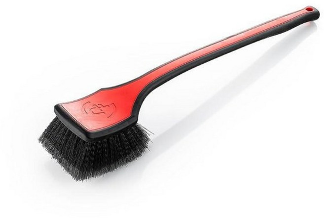 Detail Factory - 펜더 웰 브러시 - 인체 공학적 ProGrip 핸들 뻣뻣한 합성 빗살 인체 공학적 디자인 휠 웰 청소 - 그레이, 레드