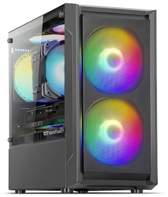 DARKFLASH DK301M RGB MESH 강화유리 블랙 (미니타워)
