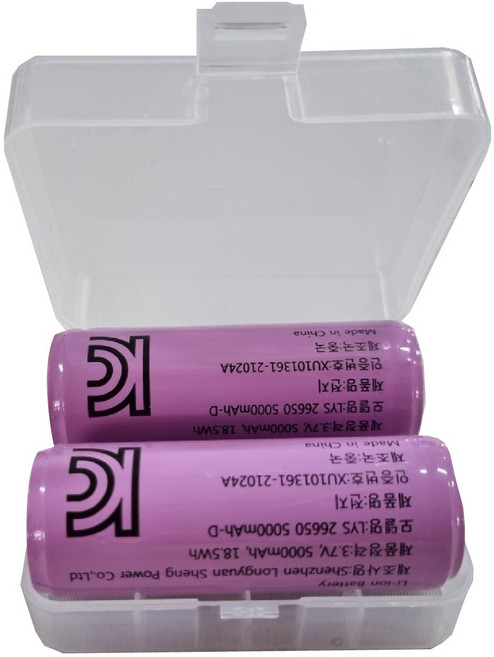 26650 배터리 5000mah D 2개세트 3.7V 18.5WH 고방전용 충전지 2구케이스포함, 1개, 2개입