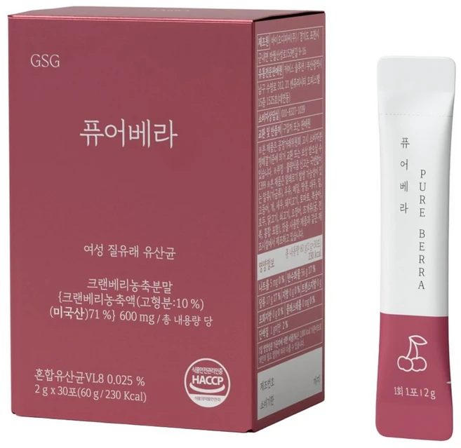 퓨어베라 크랜베리 유산균 여성 질 유래 유산균 디만노스 - 쿠팡