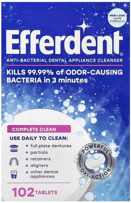 특별한효과 Efferdent 항균 치아 기기 클렌저 컴플리트 클린 102정 곧일시품절됩니다, Efferdent항균치아기기클렌저컴플리트클린102정, 1개 - 쿠팡