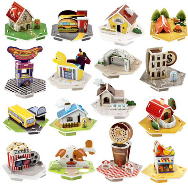 [본사직영] 미니팝 16종 만들기 - 상점 집 대중교통 등 마을 꾸미기, 1개