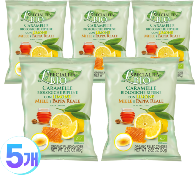 세라 유기농 레몬&허니 캔디 건강한 과일맛 과일시럽 캔디, 5개, 80g