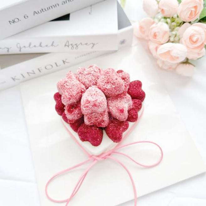 하남 앙금 플라워 떡 케이크 하트설기 떡 케이크 (미니 1호 2호), 300g, 1개