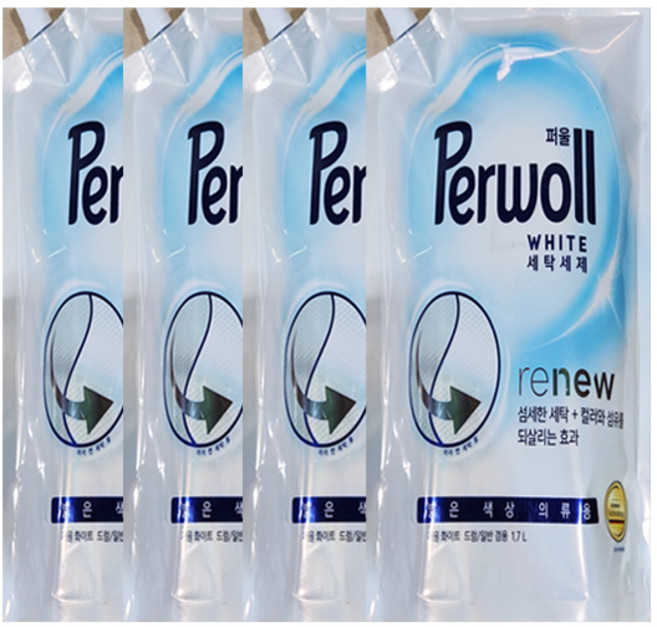 퍼울 화이트 세탁세제 겸용 리필, 1.7L, 4개