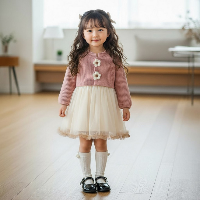 몽실이 니트볼레로 쉬폰원피스