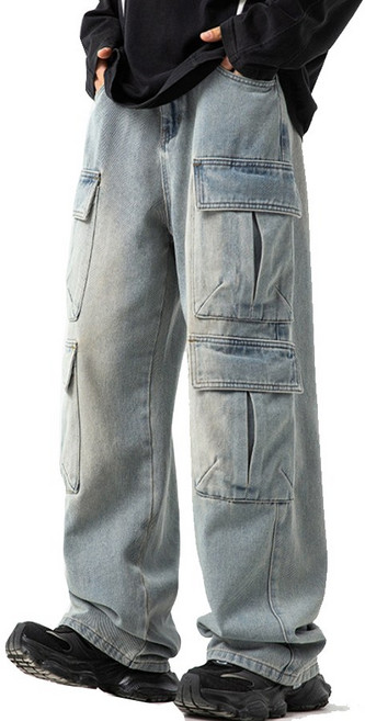 남성 멀티포켓 와이드 청바지 카고팬츠 건빵바지