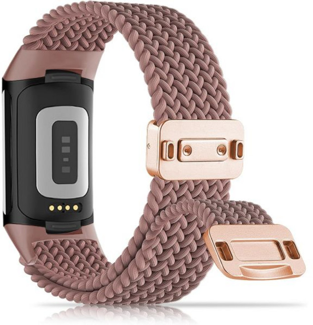 자석 꼬임 나일론 호환 Fitbit Charge 6 밴드 5 여성 남성용 부드럽고 스포츠 신축성 통기성 스트랩 교체 손목밴드 6Charge, 연기 보라
