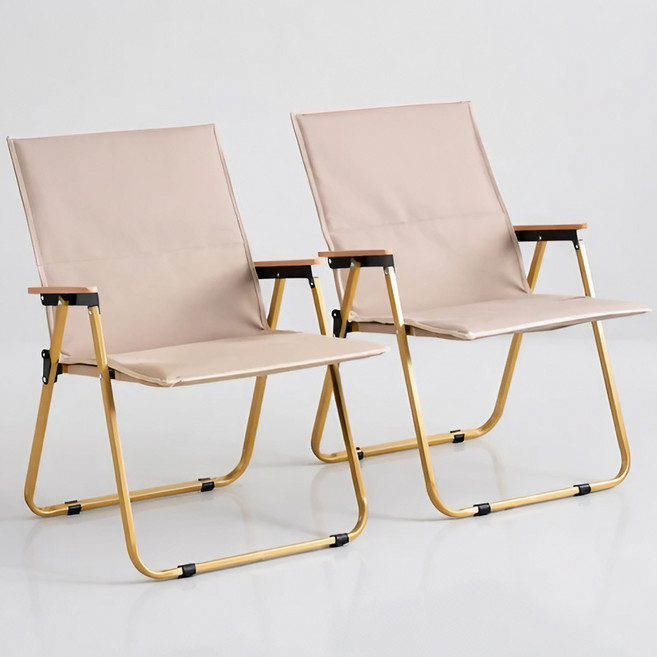 캠프텐버 고급형 튼튼한 접이식 캠핑의자, 2개, 샌드 베이지